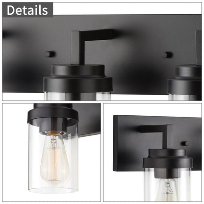 KAWOTI 3 Light Bathroom Vanity Light with Clear Glass Shade