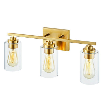 KAWOTI 3 Light Bathroom Vanity Light with Clear Glass Shade