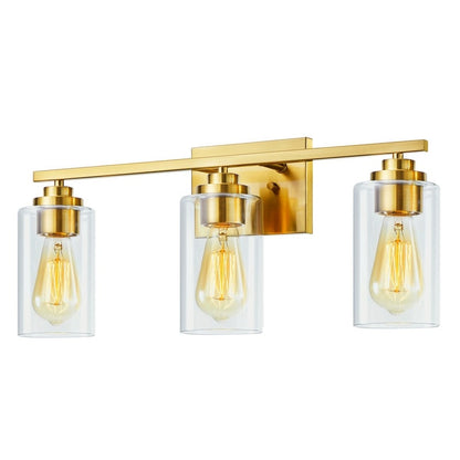 KAWOTI 3 Light Bathroom Vanity Light with Clear Glass Shade