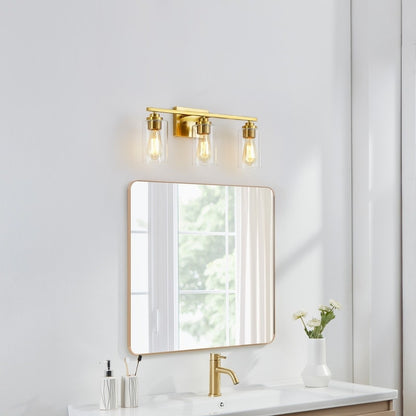 KAWOTI 3 Light Bathroom Vanity Light with Clear Glass Shade
