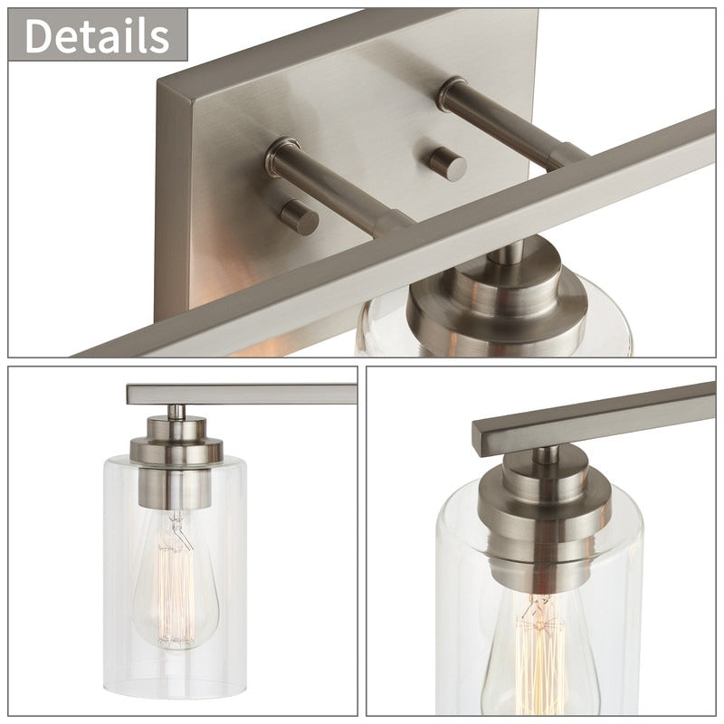 KAWOTI 3 Light Bathroom Vanity Light with Clear Glass Shade