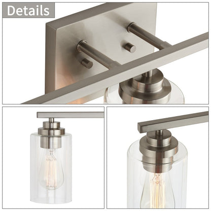 KAWOTI 3 Light Bathroom Vanity Light with Clear Glass Shade