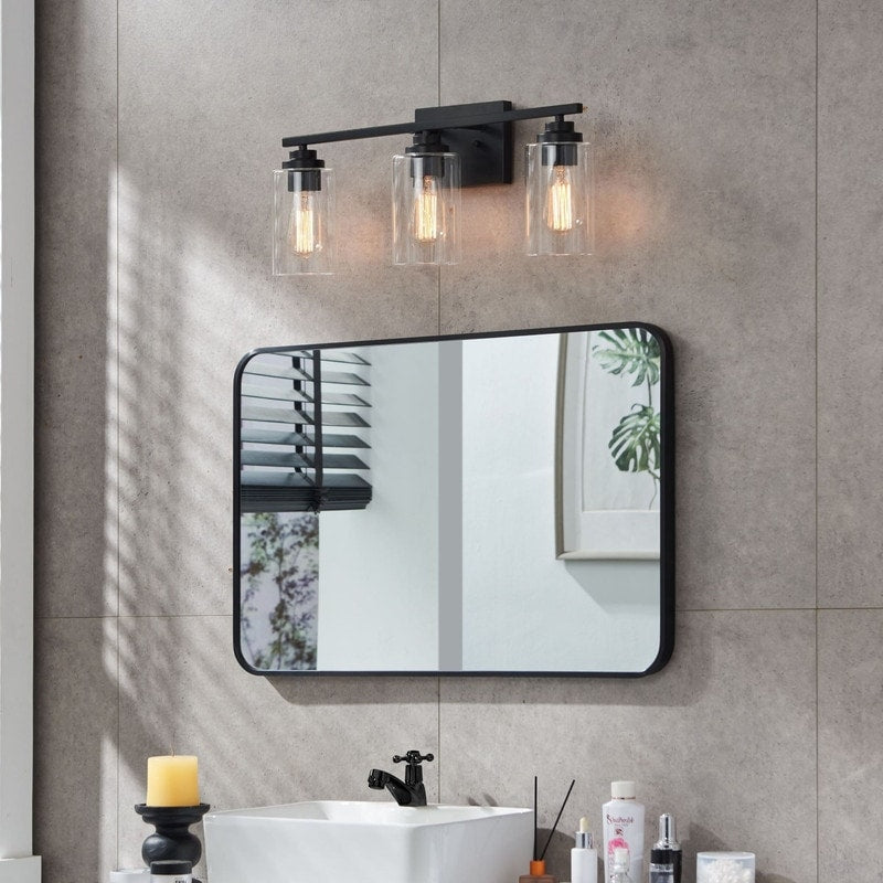 KAWOTI 3 Light Bathroom Vanity Light with Clear Glass Shade