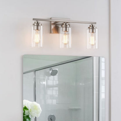 KAWOTI 3 Light Bathroom Vanity Light with Clear Glass Shade