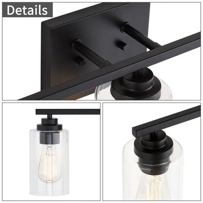 KAWOTI 3 Light Bathroom Vanity Light with Clear Glass Shade