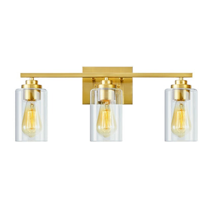 KAWOTI 3 Light Bathroom Vanity Light with Clear Glass Shade