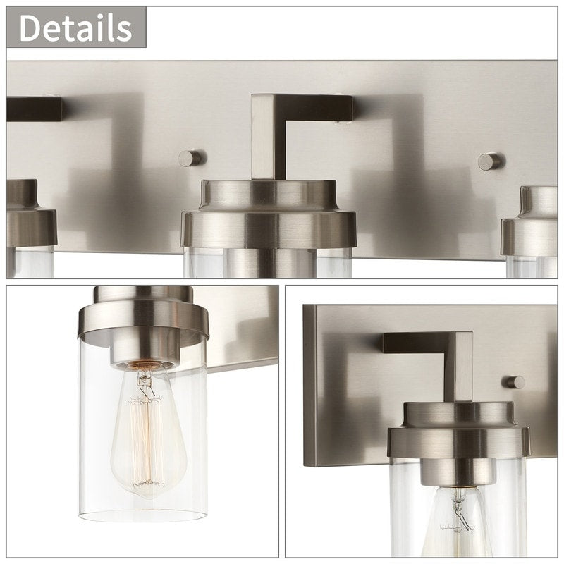 KAWOTI 3 Light Bathroom Vanity Light with Clear Glass Shade