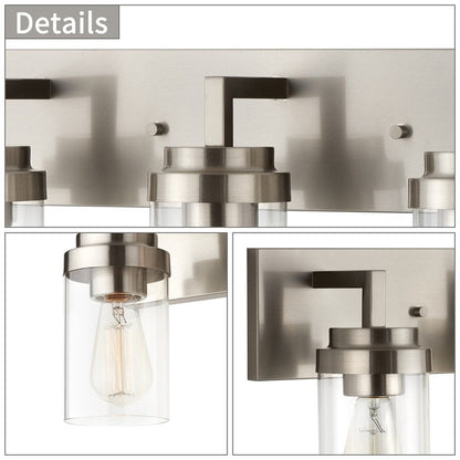 KAWOTI 3 Light Bathroom Vanity Light with Clear Glass Shade