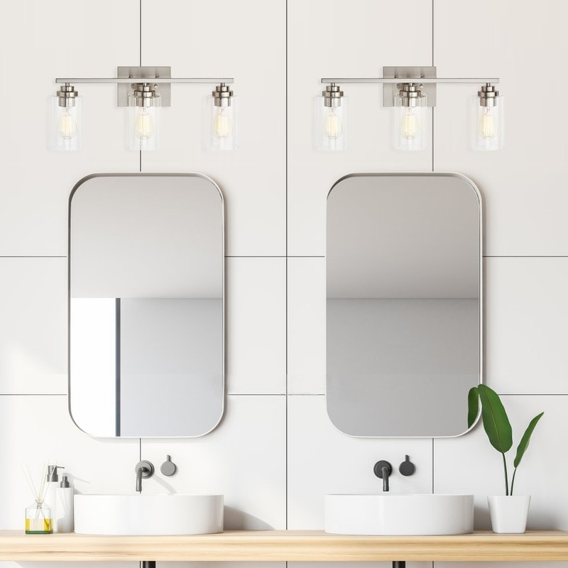 KAWOTI 3 Light Bathroom Vanity Light with Clear Glass Shade