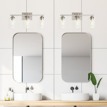 KAWOTI 3 Light Bathroom Vanity Light with Clear Glass Shade