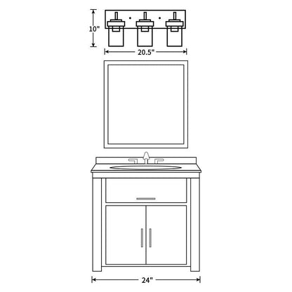 KAWOTI 3 Light Bathroom Vanity Light with Clear Glass Shade