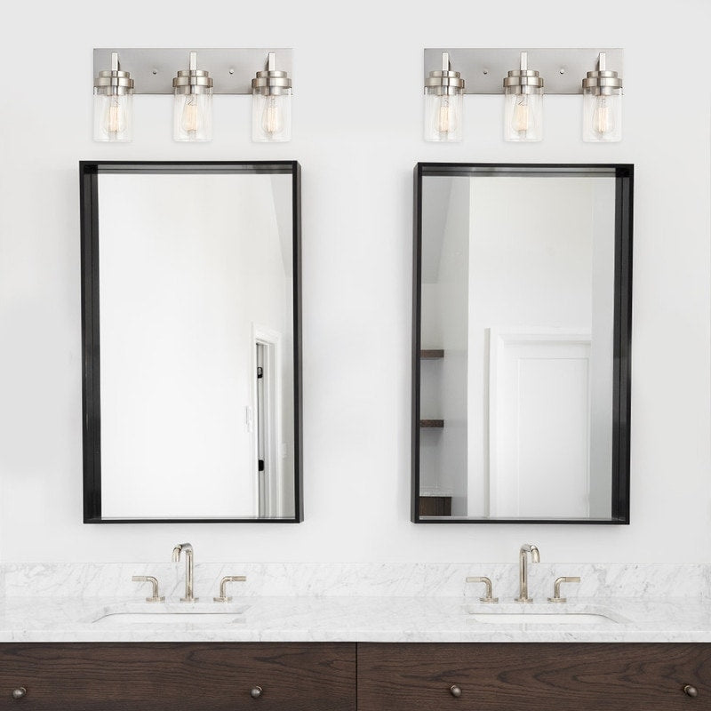 KAWOTI 3 Light Bathroom Vanity Light with Clear Glass Shade