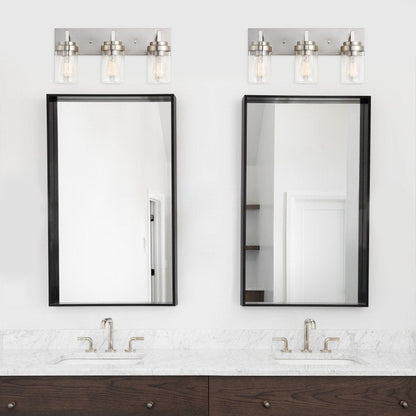 KAWOTI 3 Light Bathroom Vanity Light with Clear Glass Shade