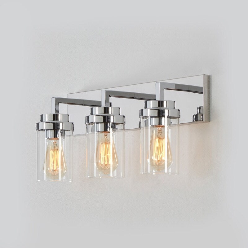 KAWOTI 3 Light Bathroom Vanity Light with Clear Glass Shade