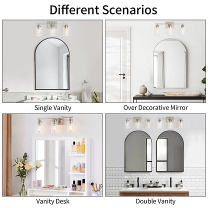 KAWOTI 3 Light Bathroom Vanity Light with Clear Glass Shade