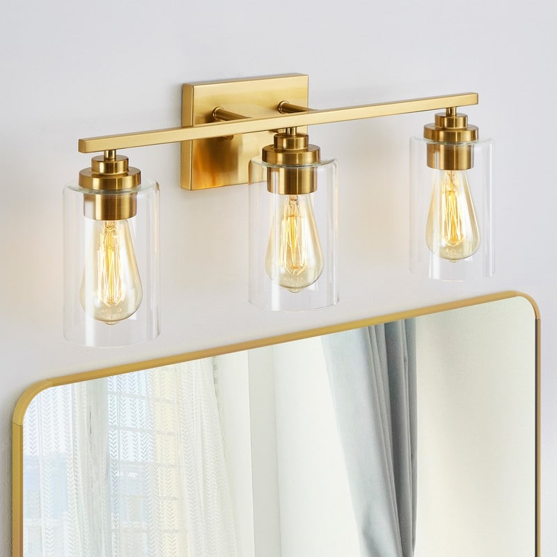 KAWOTI 3 Light Bathroom Vanity Light with Clear Glass Shade