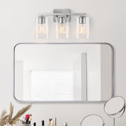 KAWOTI 3 Light Bathroom Vanity Light with rectangular Glass Shade