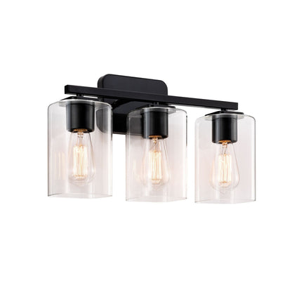 KAWOTI 3 Light Bathroom Vanity Light with rectangular Glass Shade