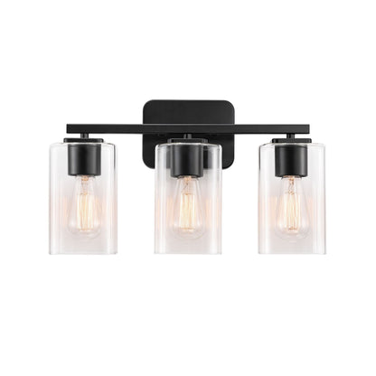 KAWOTI 3 Light Bathroom Vanity Light with rectangular Glass Shade