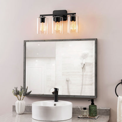 KAWOTI 3 Light Bathroom Vanity Light with rectangular Glass Shade
