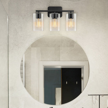KAWOTI 3 Light Bathroom Vanity Light with rectangular Glass Shade