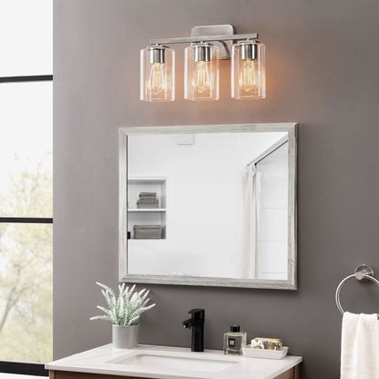 KAWOTI 3 Light Bathroom Vanity Light with rectangular Glass Shade
