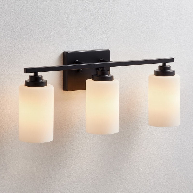 KAWOTI 3-Light Dimmable Bathroom Vanity Light with Frosted White Glass