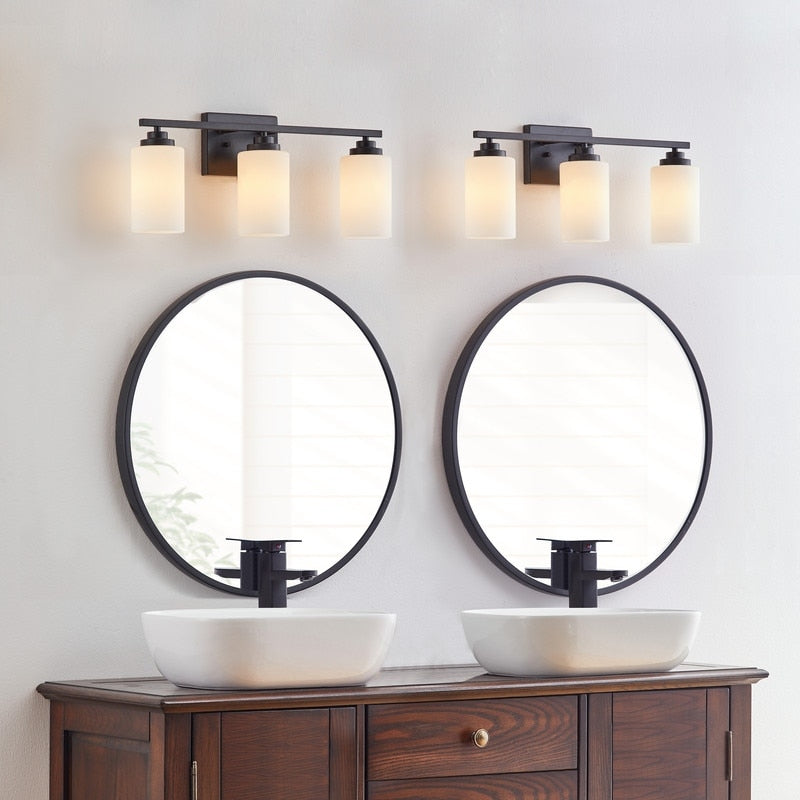 KAWOTI 3-Light Dimmable Bathroom Vanity Light with Frosted White Glass