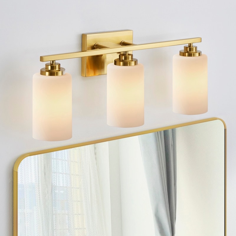 KAWOTI 3-Light Dimmable Bathroom Vanity Light with Frosted White Glass