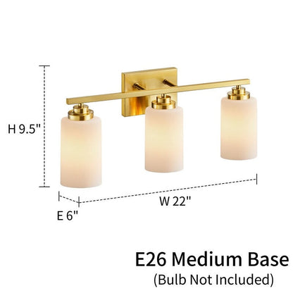 KAWOTI 3-Light Dimmable Bathroom Vanity Light with Frosted White Glass