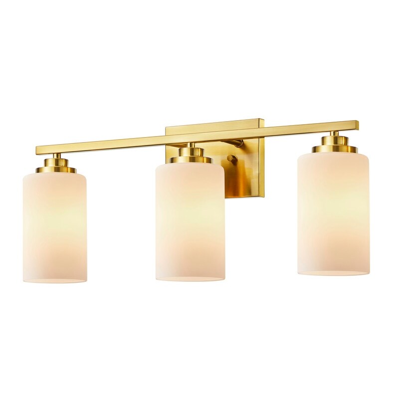 KAWOTI 3-Light Dimmable Bathroom Vanity Light with Frosted White Glass
