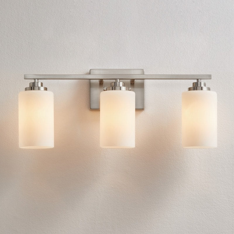 KAWOTI 3-Light Dimmable Bathroom Vanity Light with Frosted White Glass