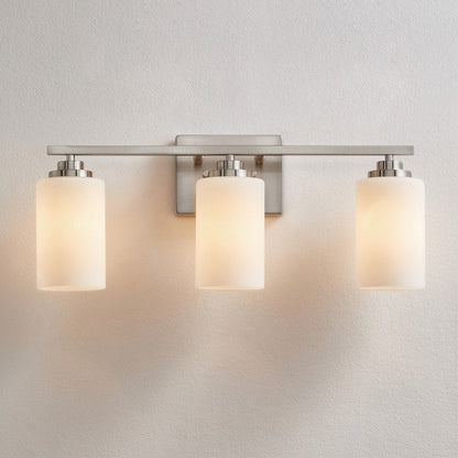 KAWOTI 3-Light Dimmable Bathroom Vanity Light with Frosted White Glass