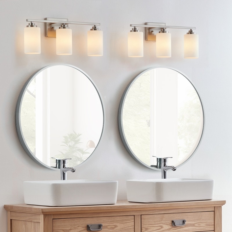 KAWOTI 3-Light Dimmable Bathroom Vanity Light with Frosted White Glass