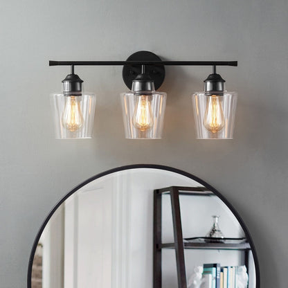 KAWOTI 3-Light Dimmable Bathroom Vanity Light with Glass Shade - L22 x W7 x H10.5