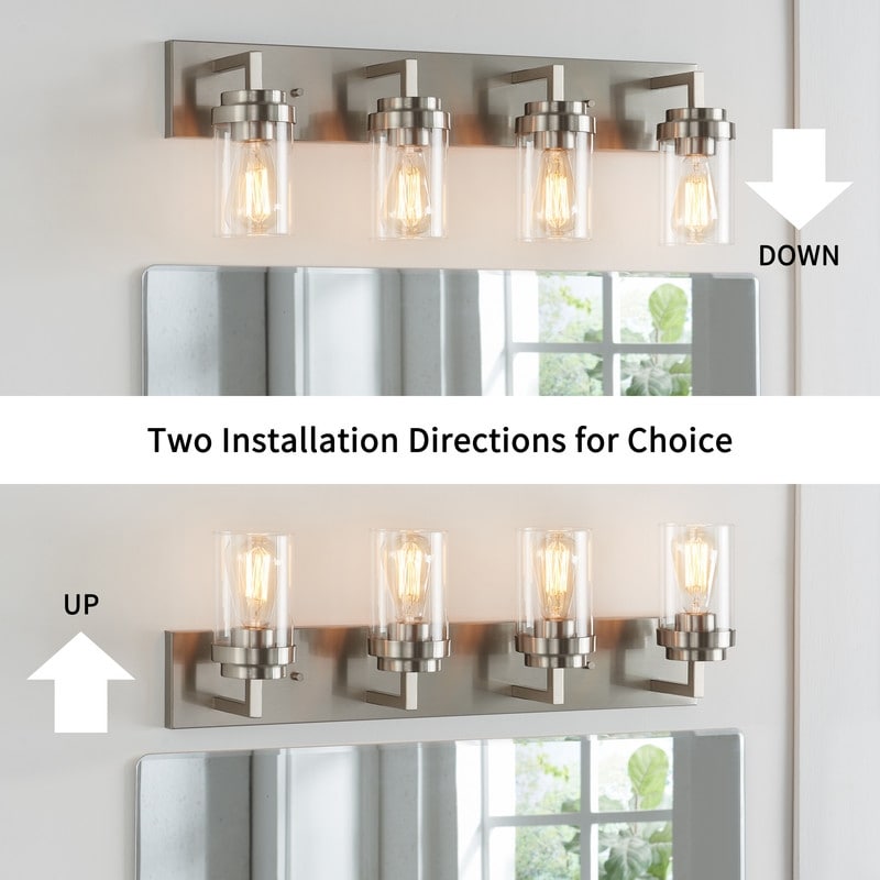 KAWOTI 4 Light Bathroom Vanity Light with Clear Glass Shade