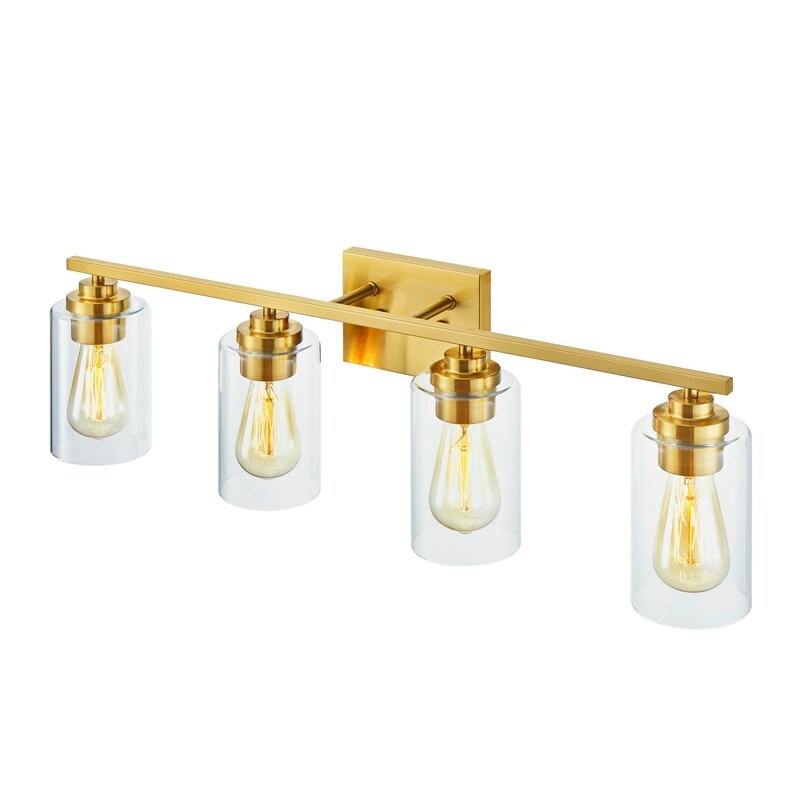 KAWOTI 4 Light Bathroom Vanity Light with Clear Glass Shade