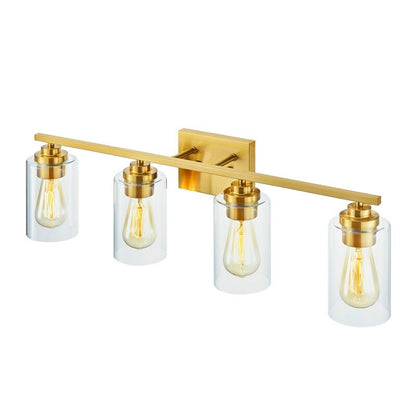 KAWOTI 4 Light Bathroom Vanity Light with Clear Glass Shade