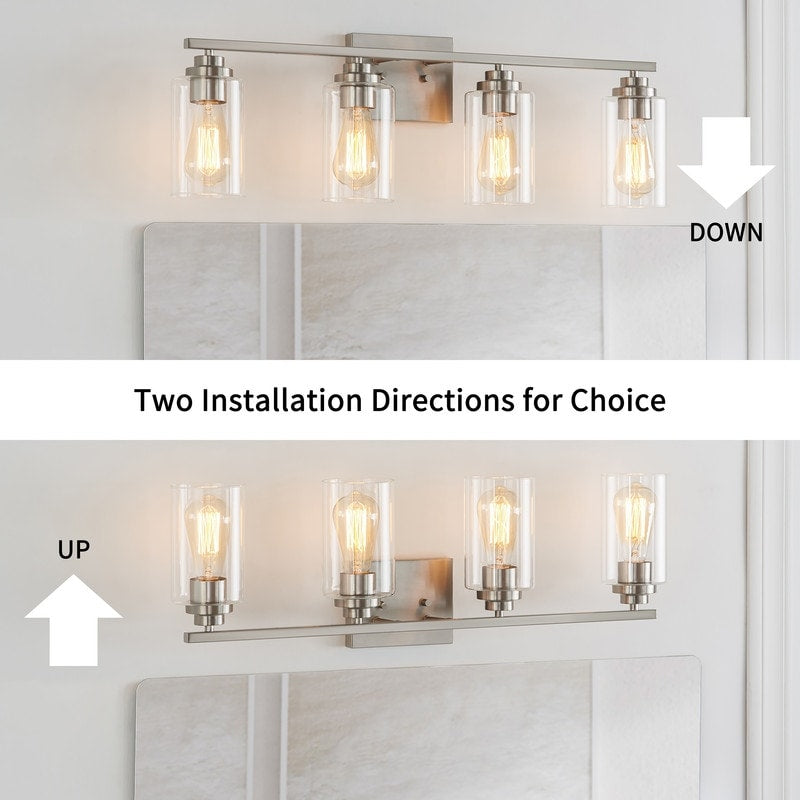 KAWOTI 4 Light Bathroom Vanity Light with Clear Glass Shade