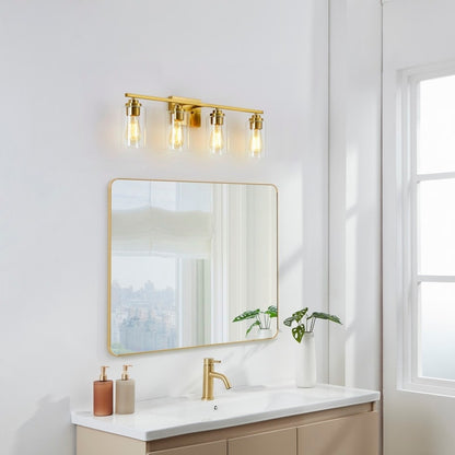 KAWOTI 4 Light Bathroom Vanity Light with Clear Glass Shade