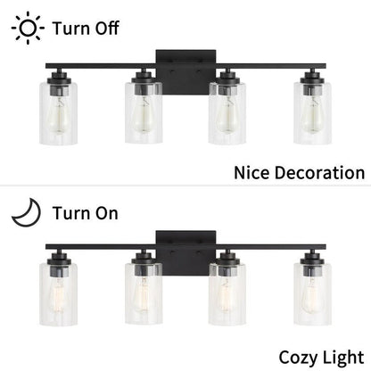 KAWOTI 4 Light Bathroom Vanity Light with Clear Glass Shade