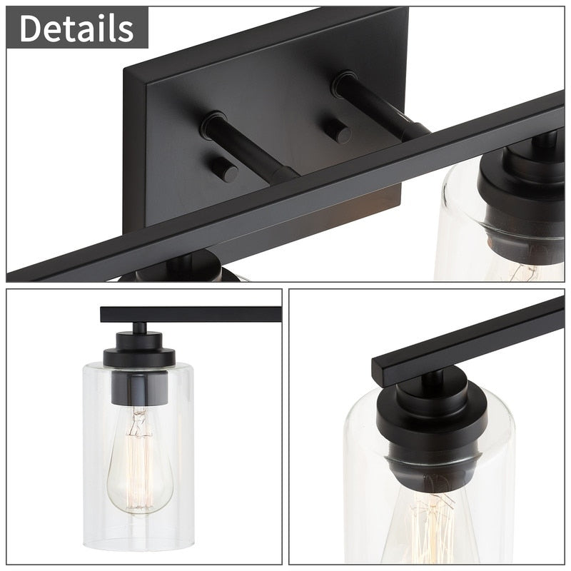 KAWOTI 4 Light Bathroom Vanity Light with Clear Glass Shade