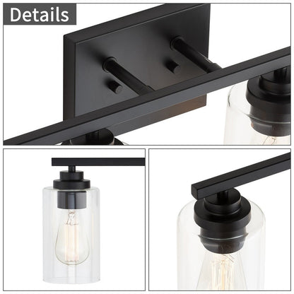 KAWOTI 4 Light Bathroom Vanity Light with Clear Glass Shade