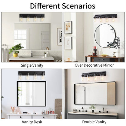 KAWOTI 4 Light Bathroom Vanity Light with Clear Glass Shade