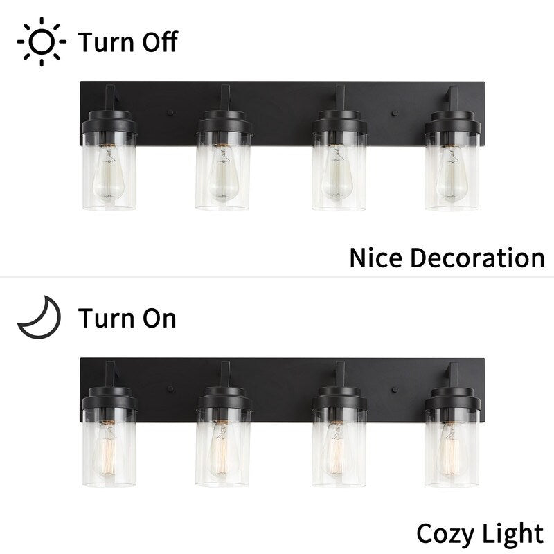 KAWOTI 4 Light Bathroom Vanity Light with Clear Glass Shade