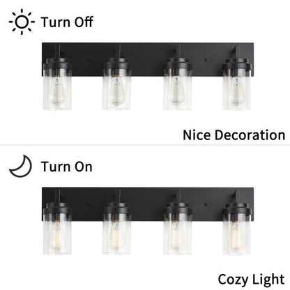 KAWOTI 4 Light Bathroom Vanity Light with Clear Glass Shade