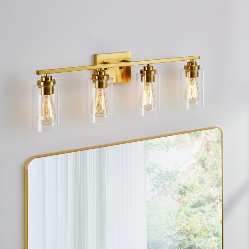 KAWOTI 4 Light Bathroom Vanity Light with Clear Glass Shade
