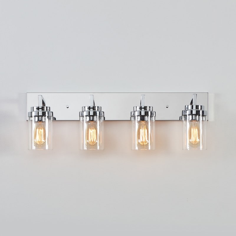 KAWOTI 4 Light Bathroom Vanity Light with Clear Glass Shade