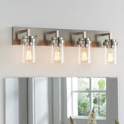 KAWOTI 4 Light Bathroom Vanity Light with Clear Glass Shade