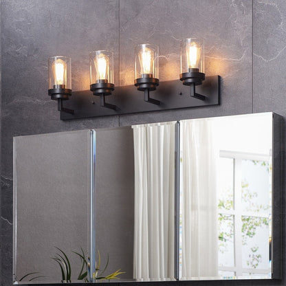 KAWOTI 4 Light Bathroom Vanity Light with Clear Glass Shade